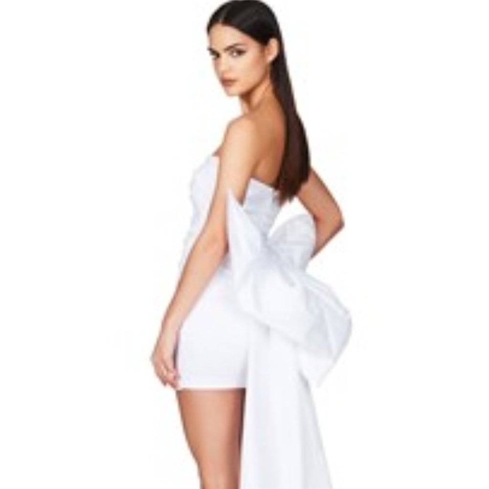 White Nookie Adore 2Way Bow Dress Medium